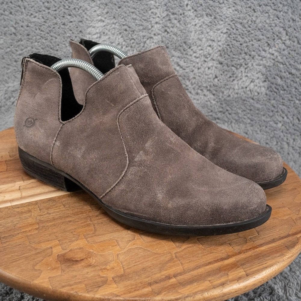 Born Kerri‎ Women's Sz 9.5 Distressed Leather Ankle Boots Brown Grey Taupe
